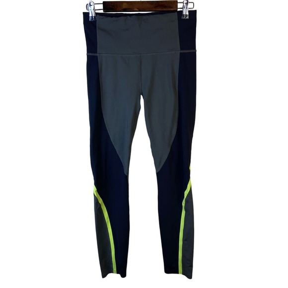Athleta‎ Spar Colorblock 7/8 Tight Black Yellow Grey Size Small Style#405455 - Picture 1 of 11